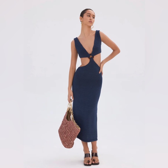 cult gaia Dresses & Skirts - Cult gaia knit cut out midi dress size large NWT navy